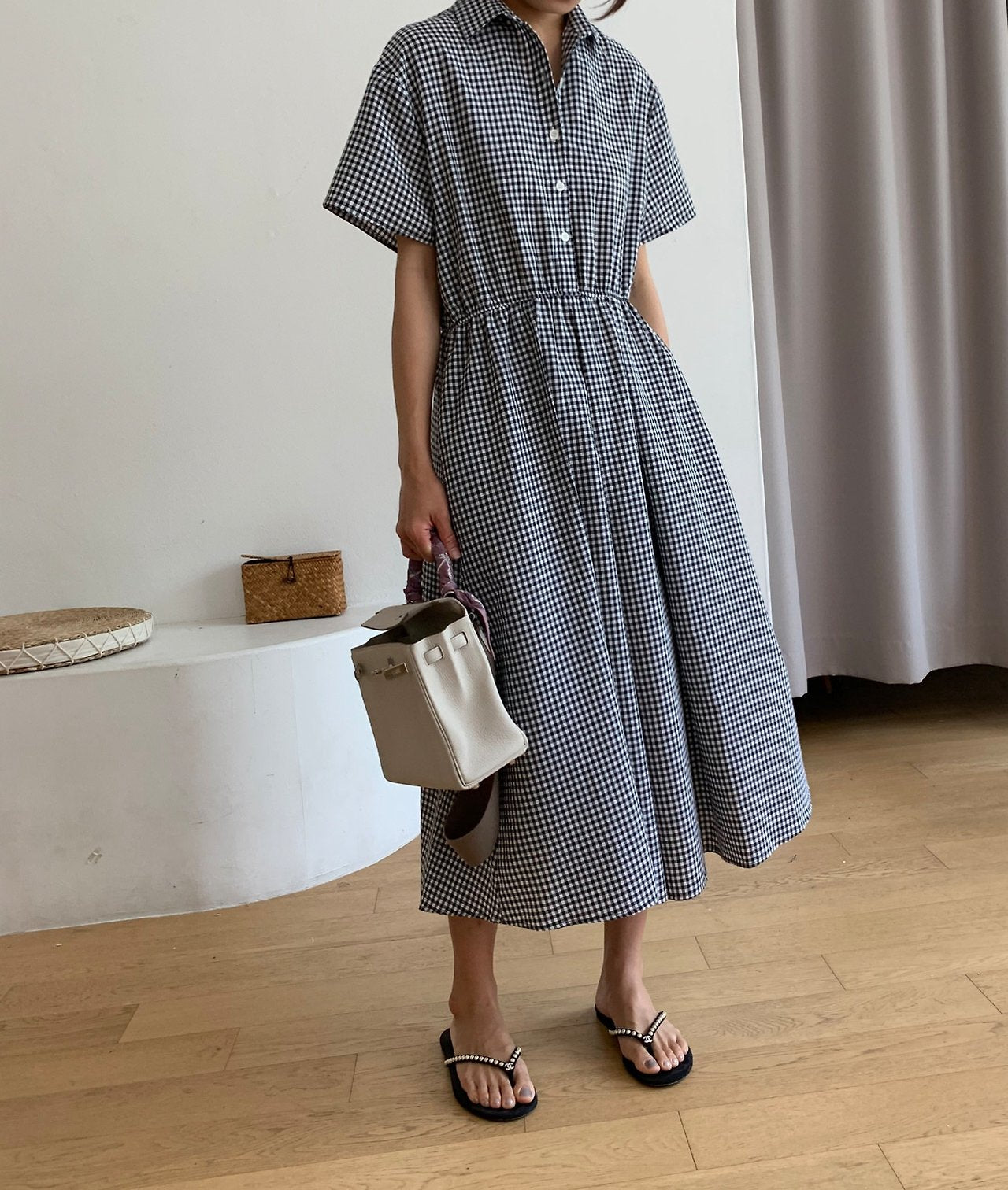 Gingham seersucker dress