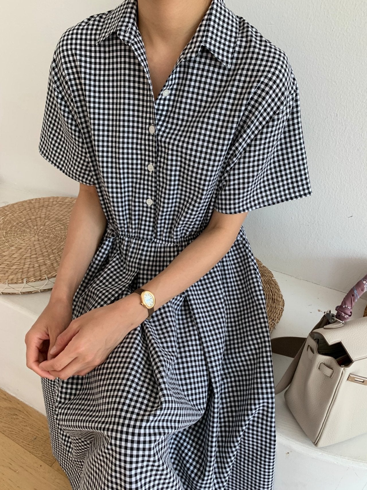 Gingham seersucker dress