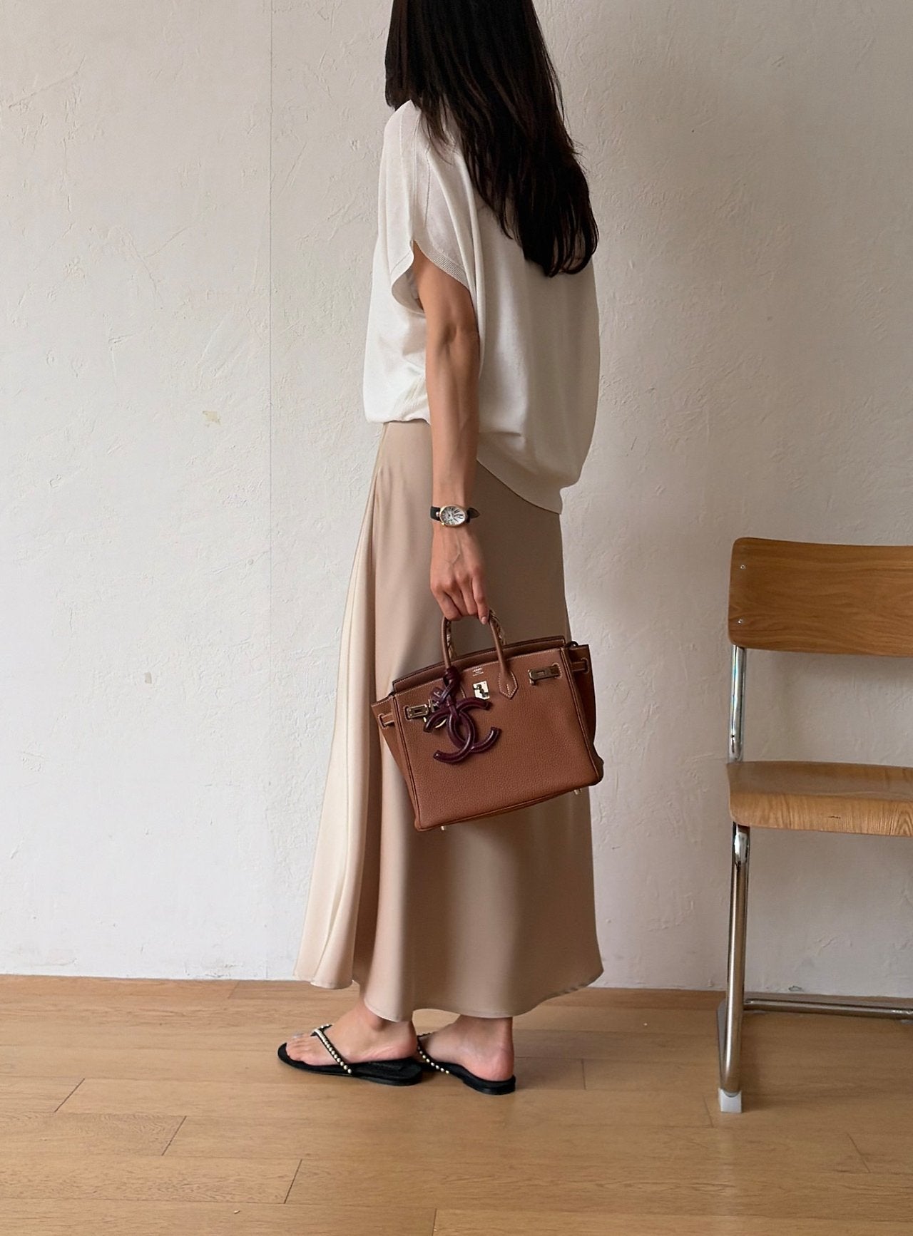 Satin A line skirt