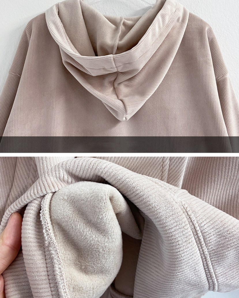 (F/W) Ribbed velour hoodie set