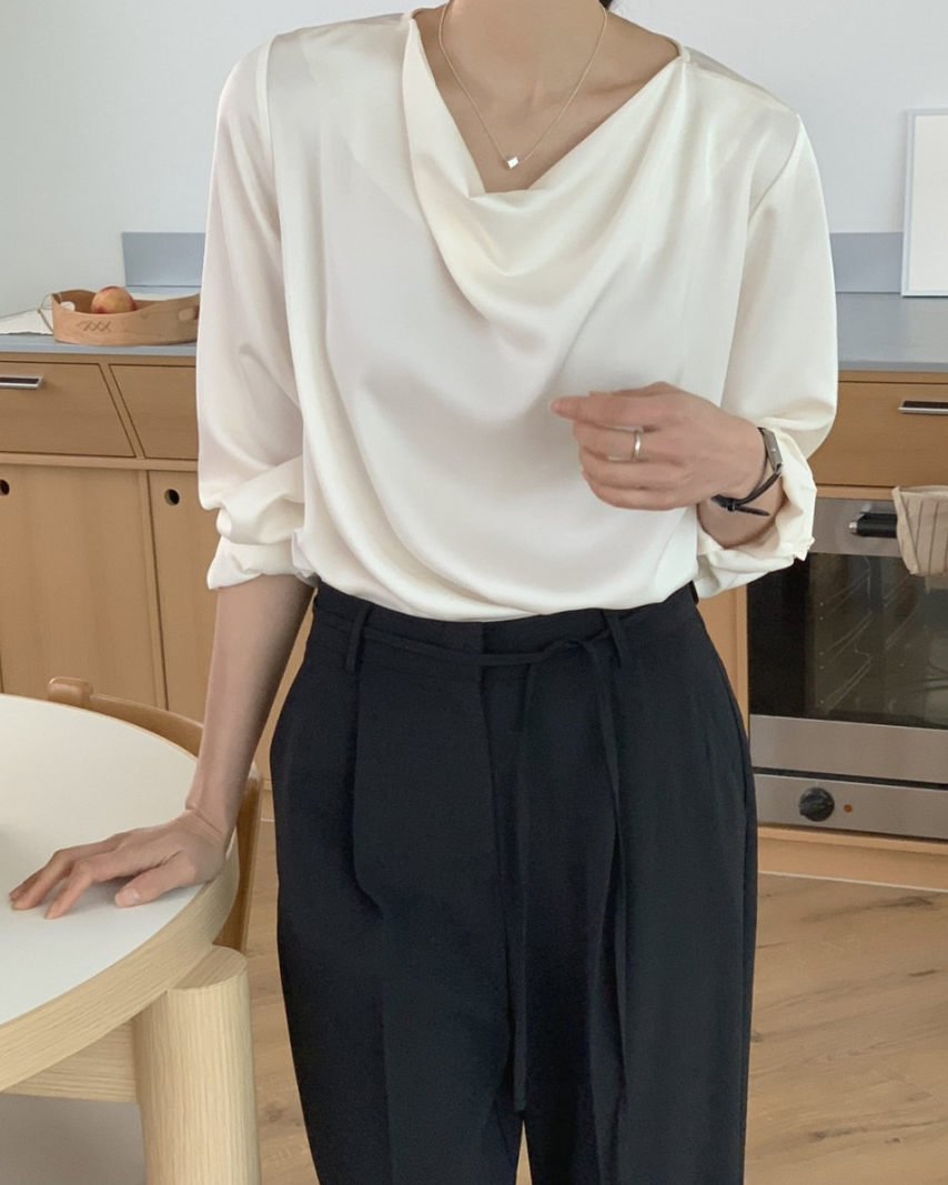 Cowl neck silky blouse