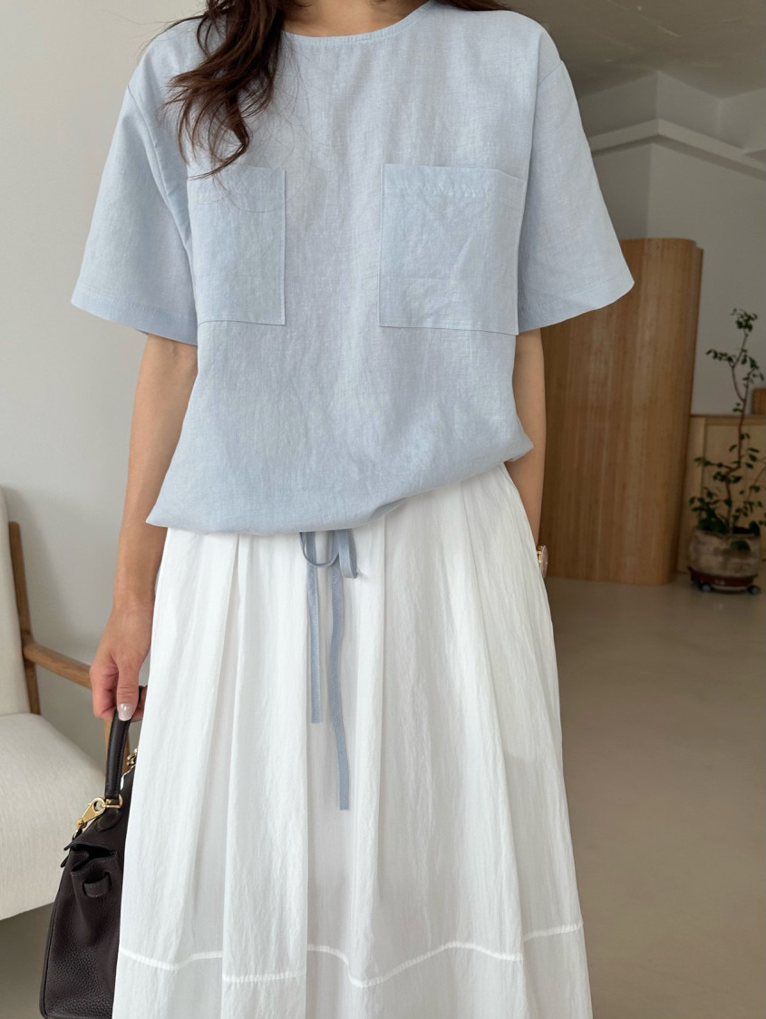 Linen pocket blouse