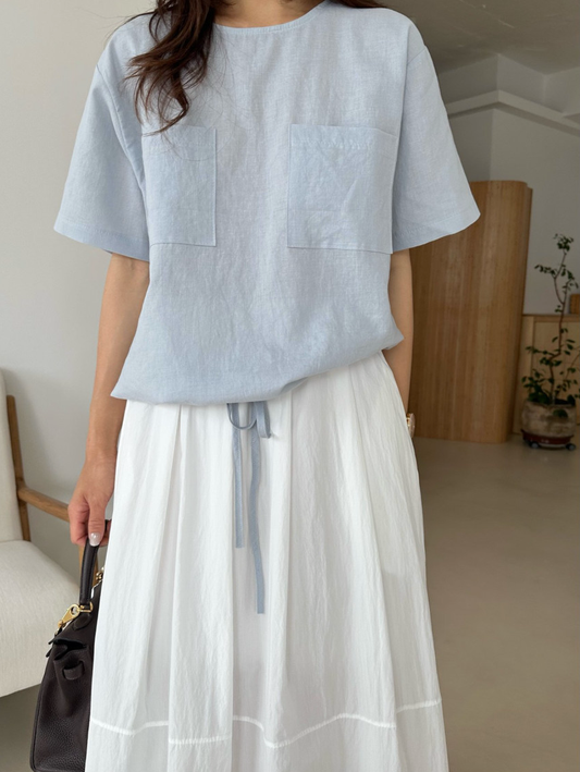 Linen pocket blouse