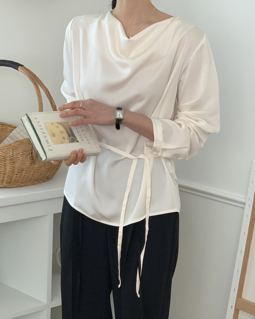 Cowl neck silky blouse