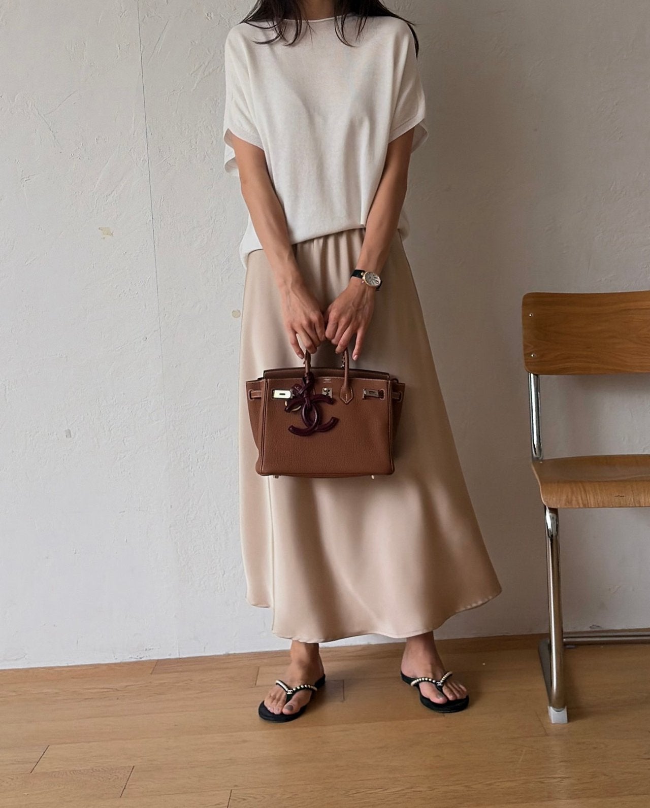 Satin A line skirt