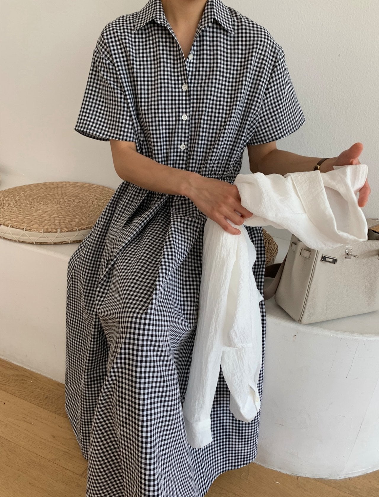 Gingham seersucker dress