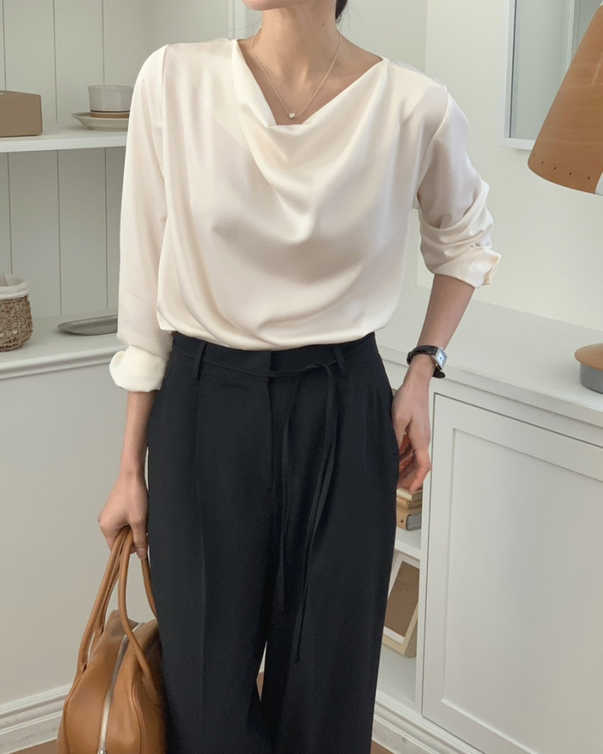 Cowl neck silky blouse