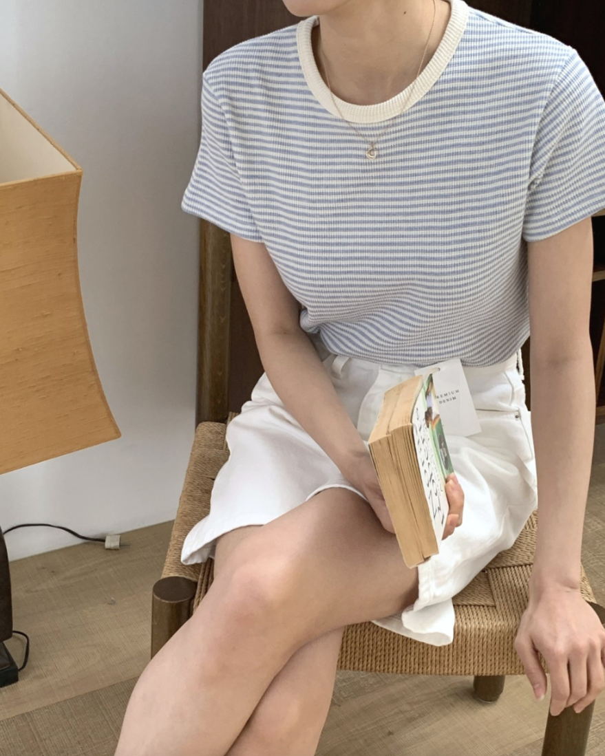 Summer waffle striped t-shirt