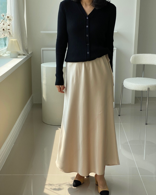 Glossy satin skirt