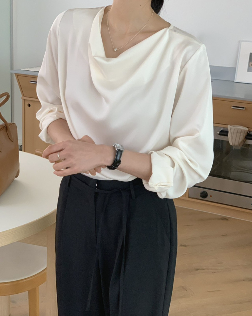 Cowl neck silky blouse