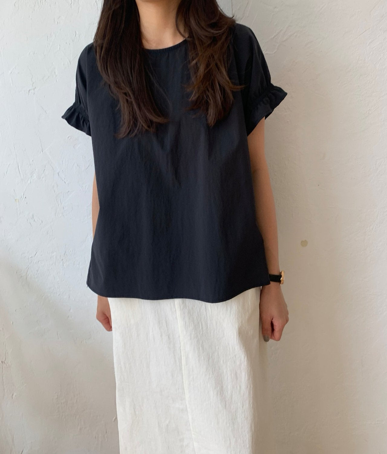 Nylon frill sleeves blouse