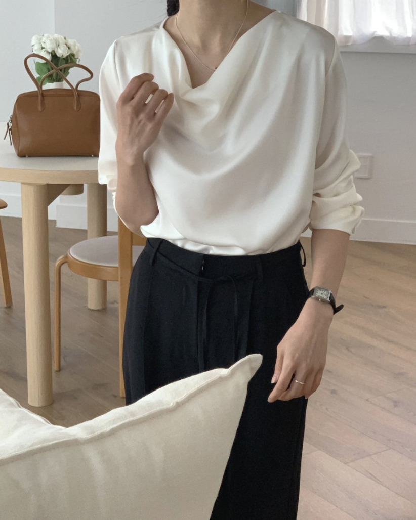 Cowl neck silky blouse