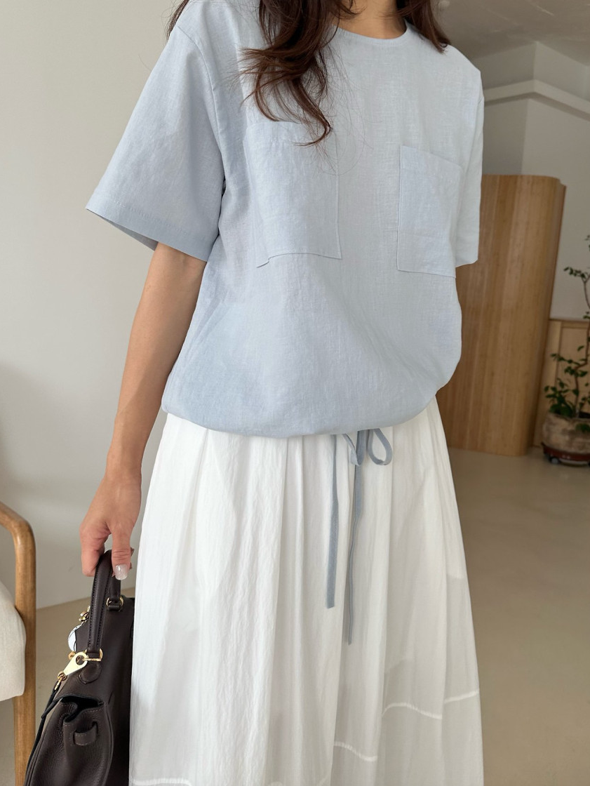 Linen pocket blouse