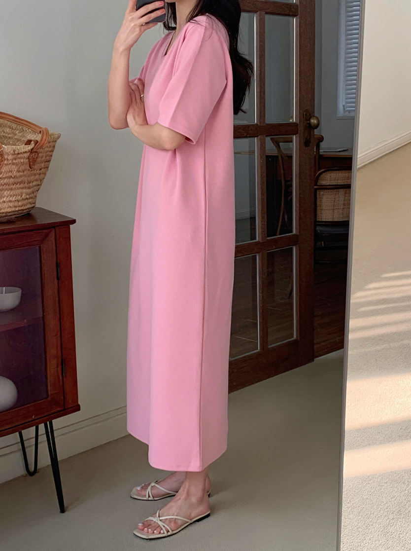 V neck cotton dress