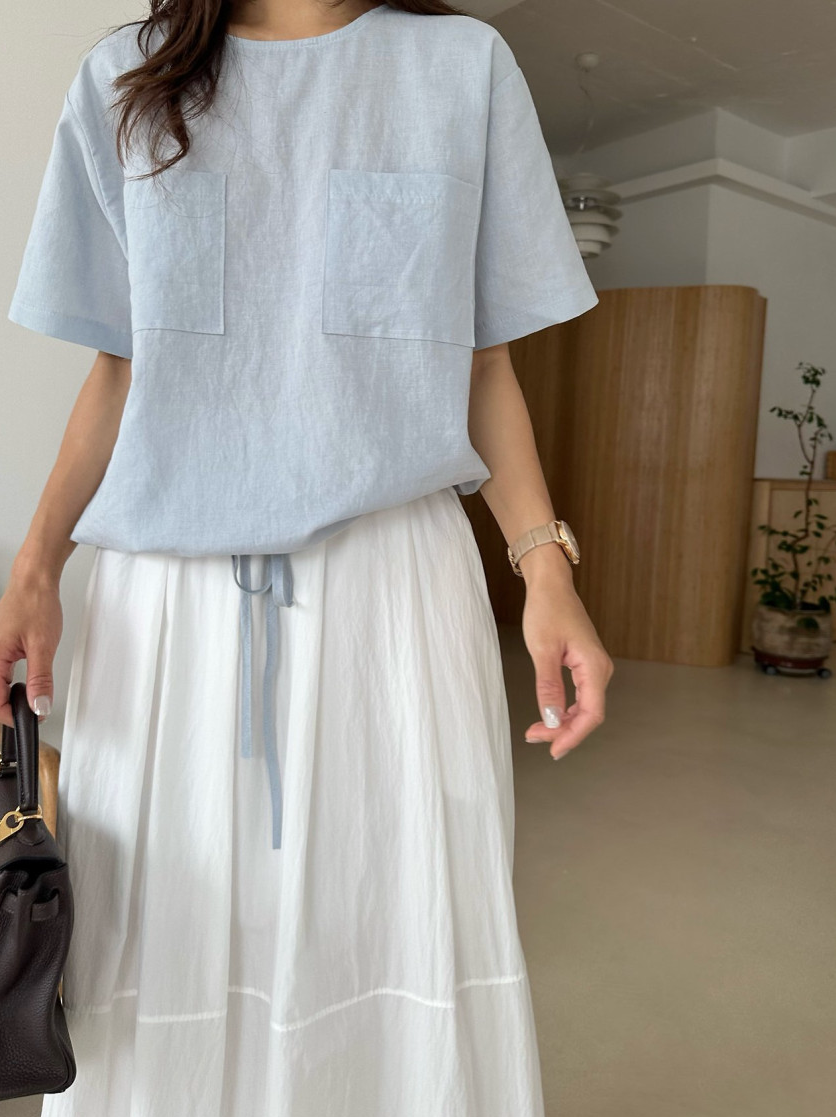 Linen pocket blouse