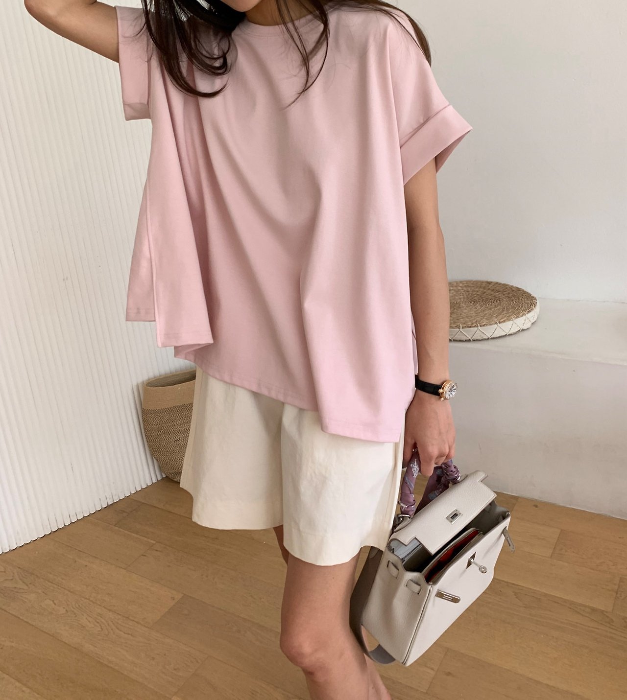 A-line rolled up T-shirt