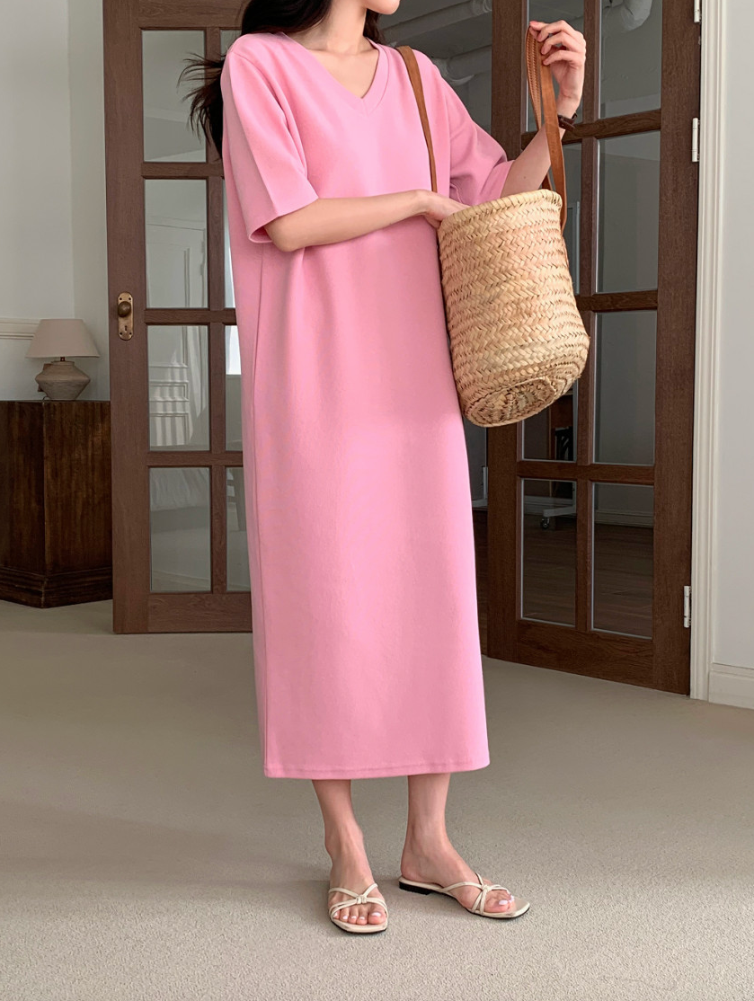 V neck cotton dress