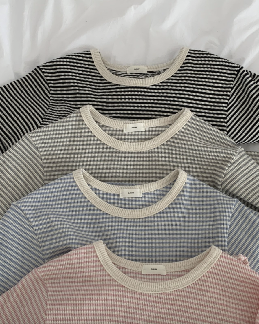 Summer waffle striped t-shirt