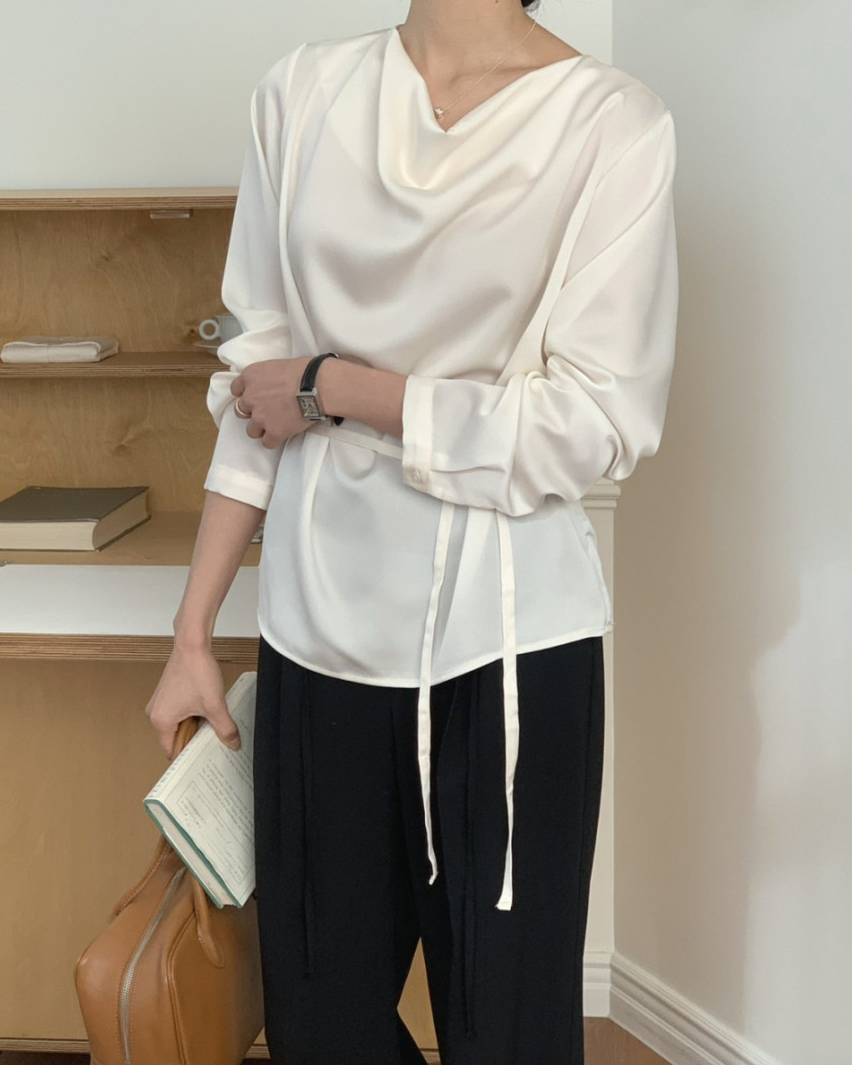 Cowl neck silky blouse