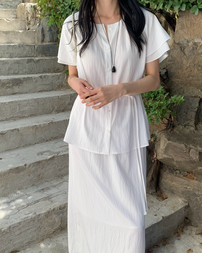Wing sleeves blouse/ Skirt