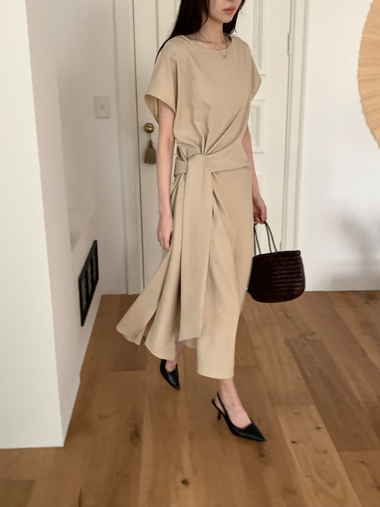 Drape cap sleeve dress