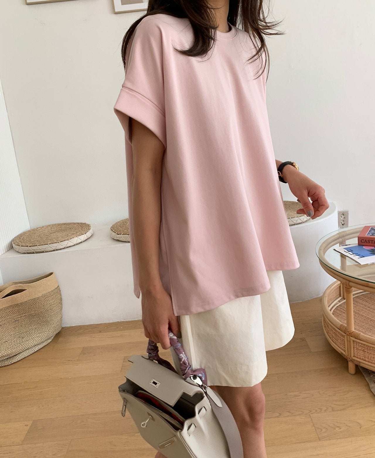 A-line rolled up T-shirt