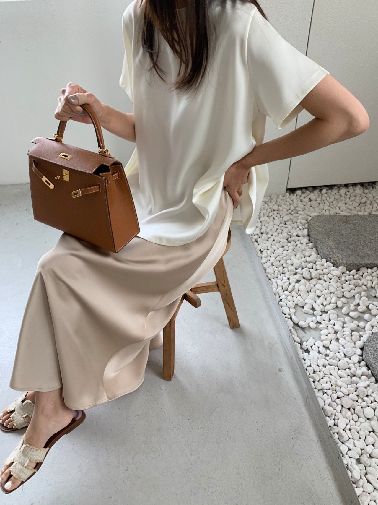 Satin flared blouse