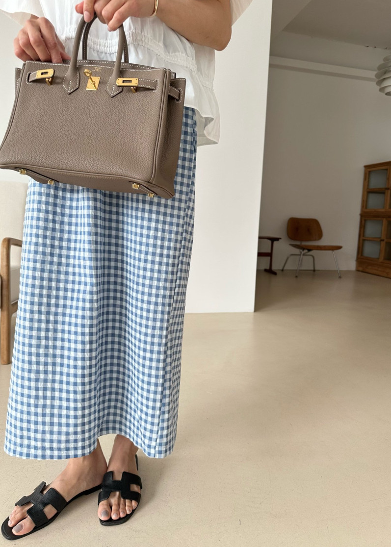Gingham checkered H skirt