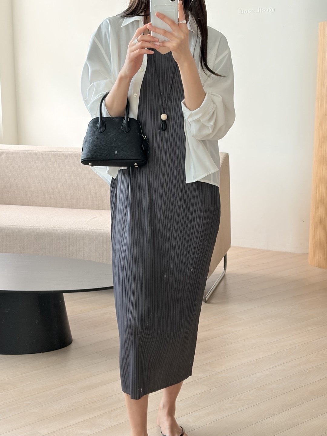 Pleats wing sleeves dress