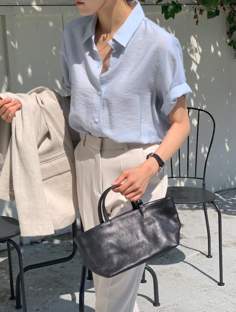 Silky half sleeves blouse