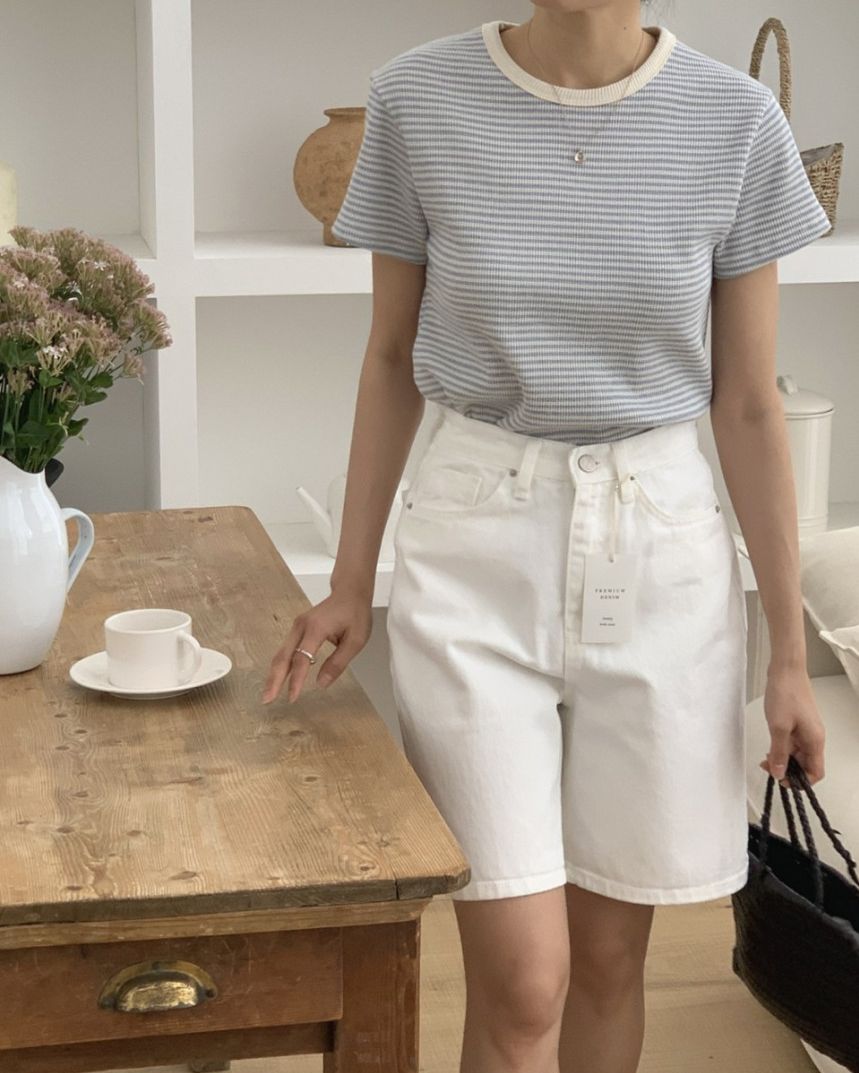 Summer waffle striped t-shirt