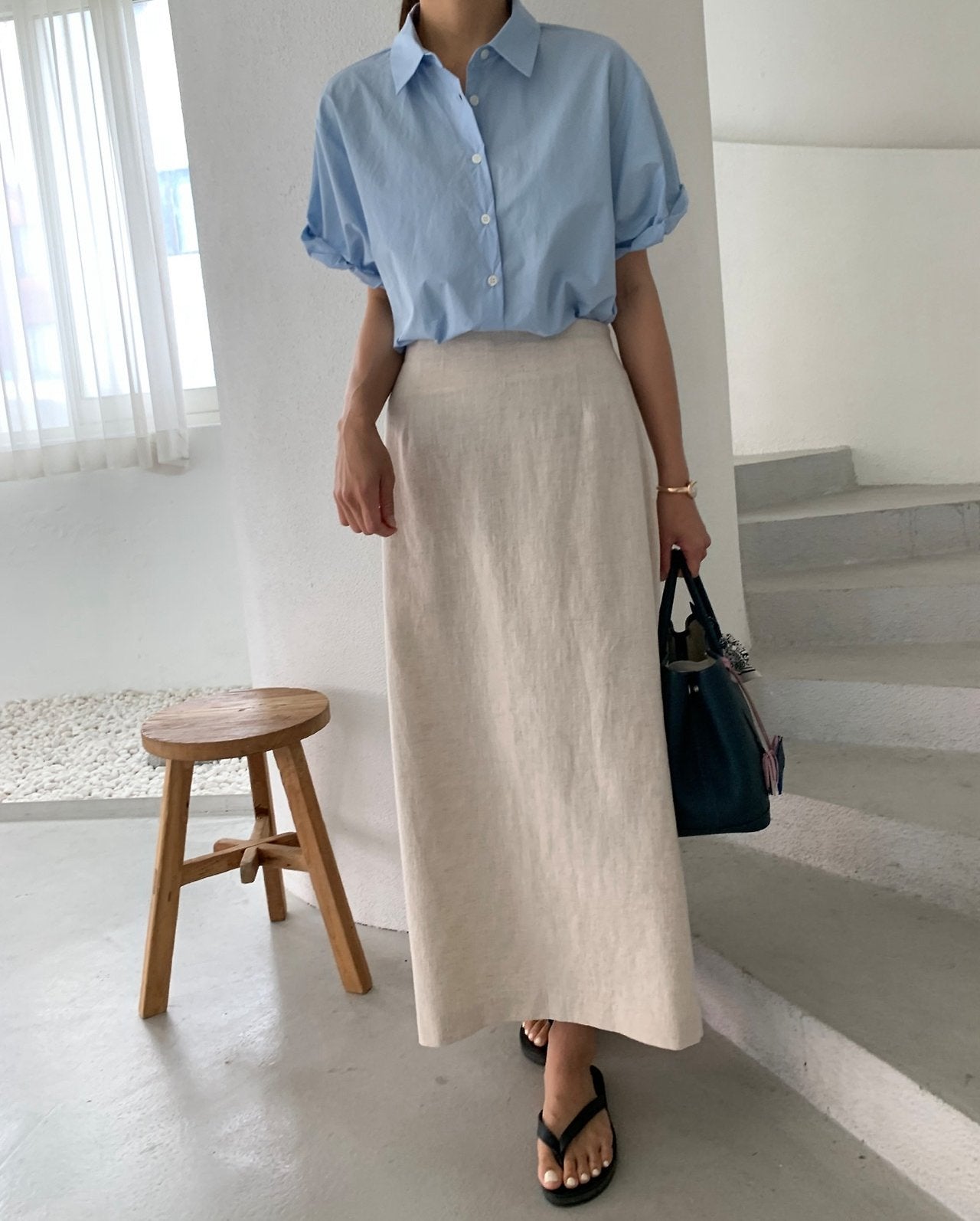 Rolled-up cotton shirt