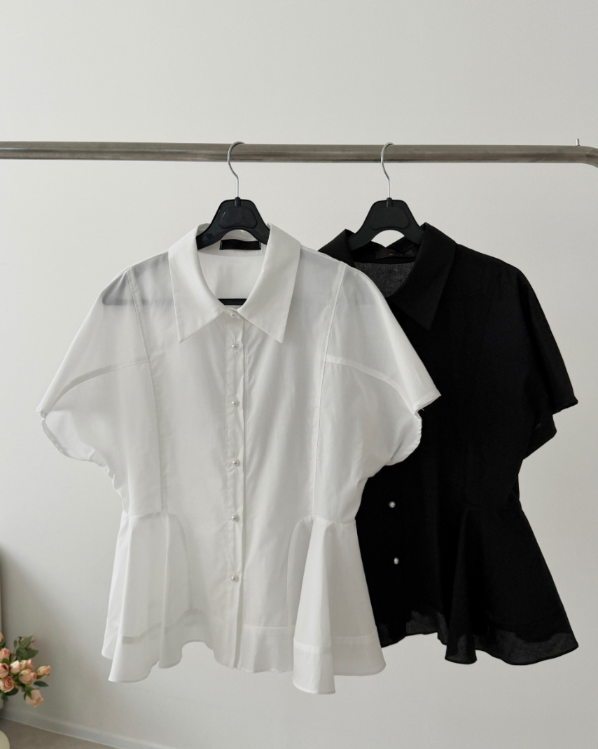 Pearl button peplum blouse