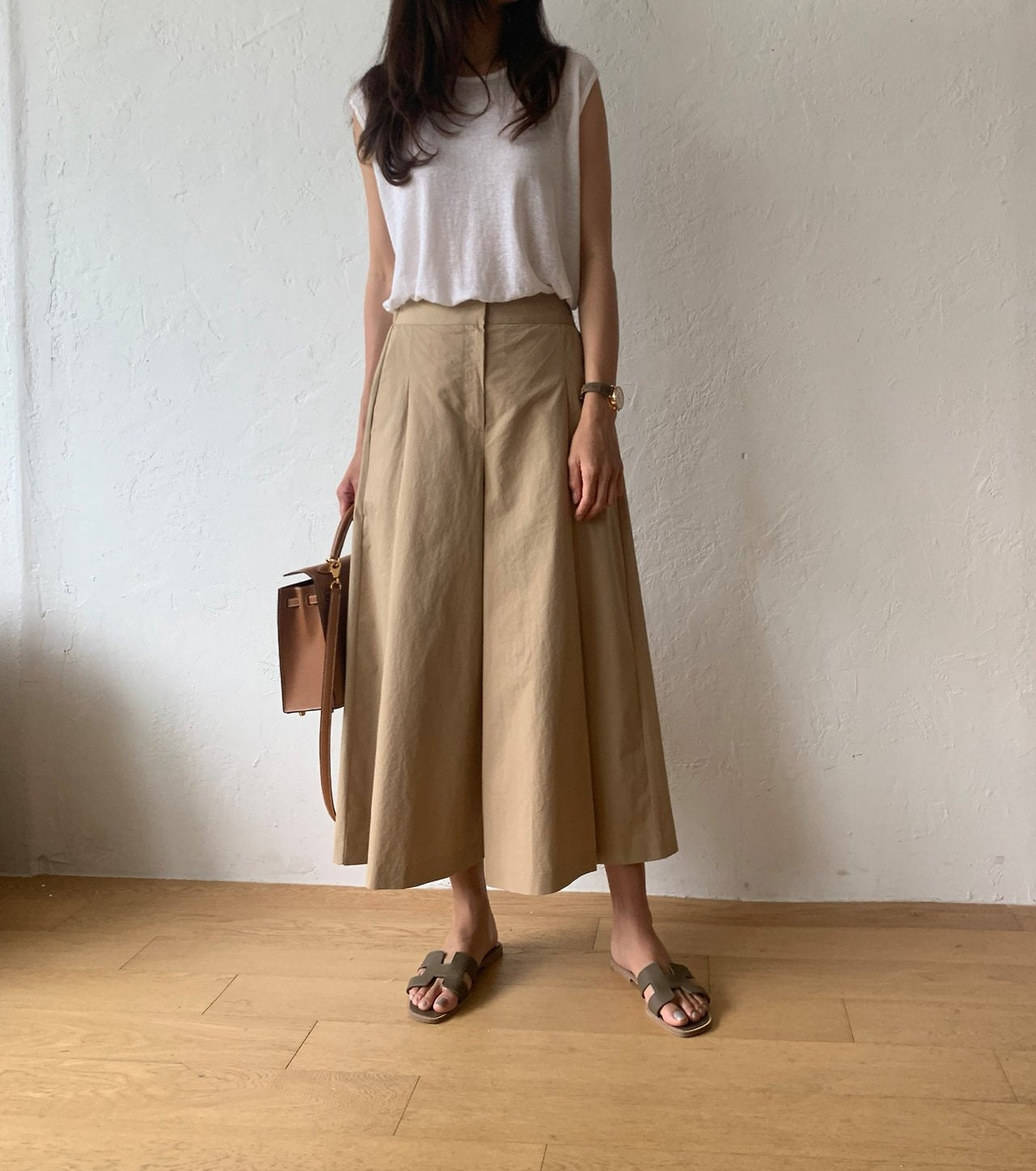 Pintuck wide pants