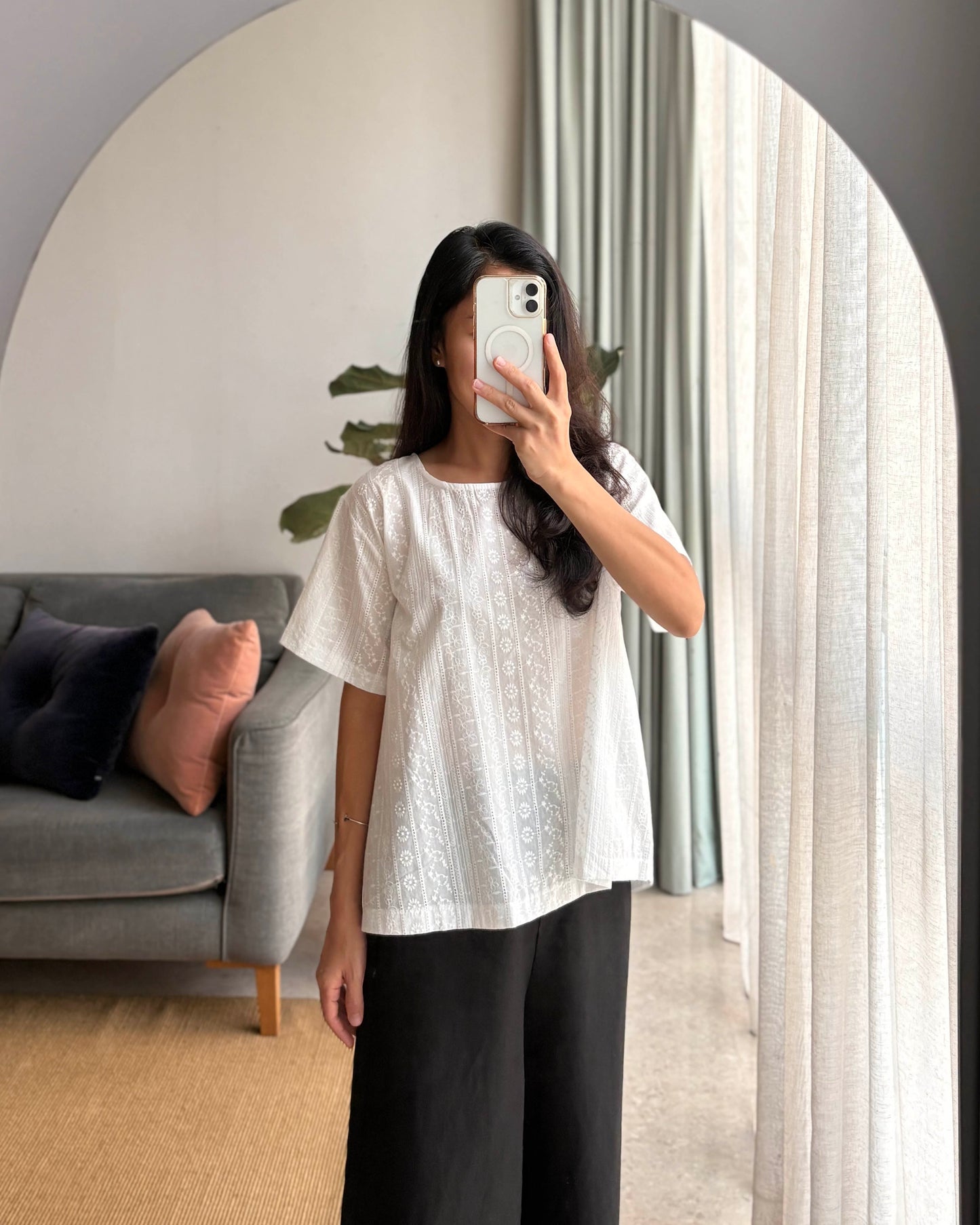 Lace cotton blouse