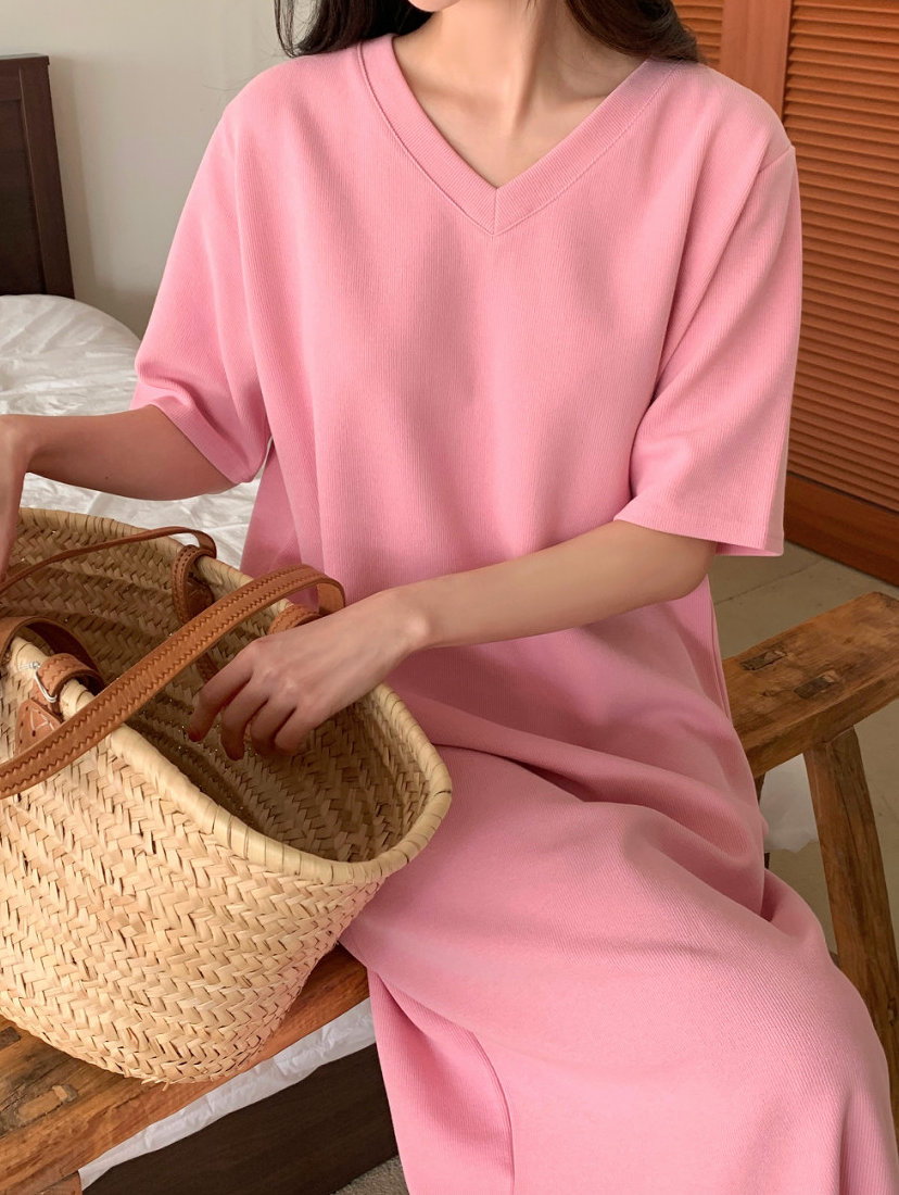 V neck cotton dress