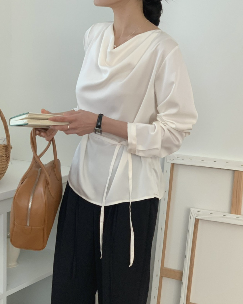 Cowl neck silky blouse