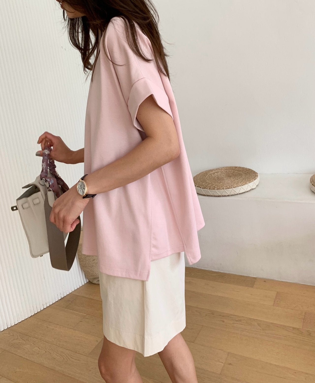 A-line rolled up T-shirt