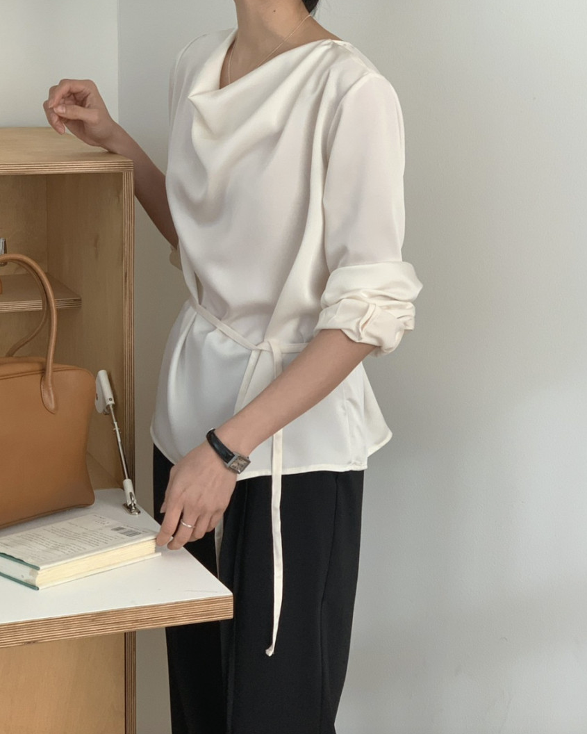 Cowl neck silky blouse