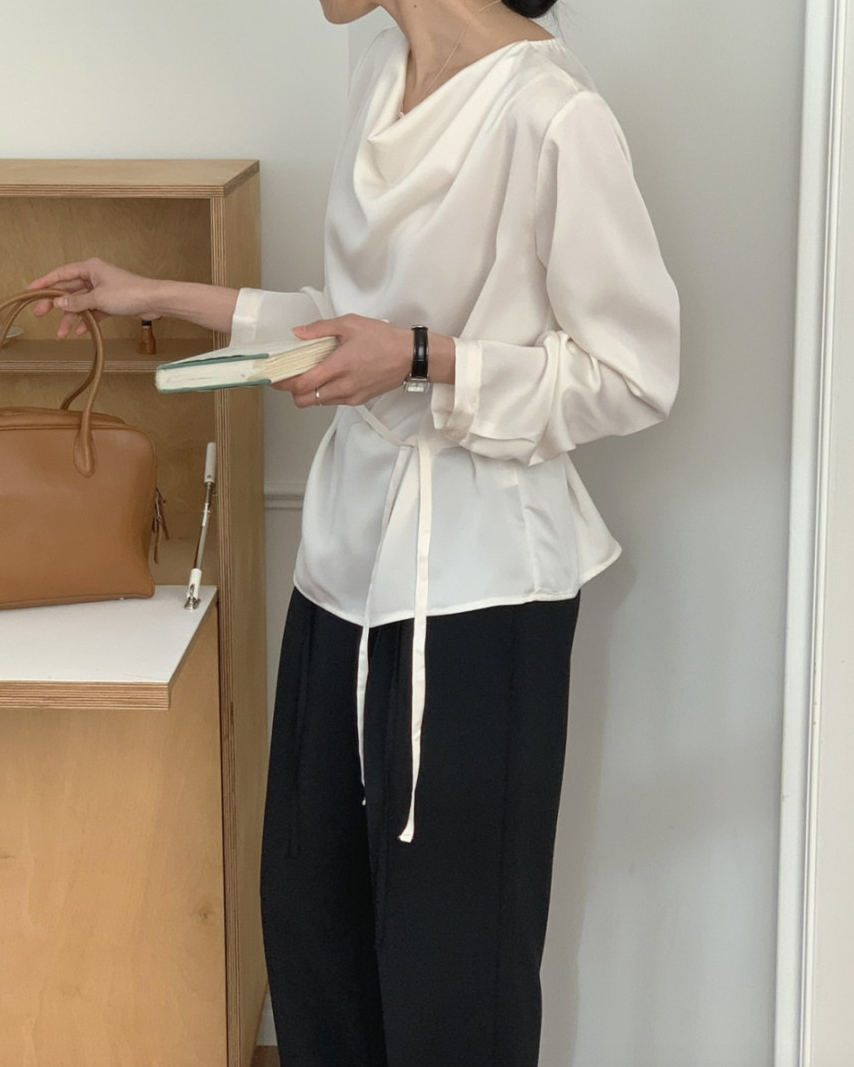 Cowl neck silky blouse