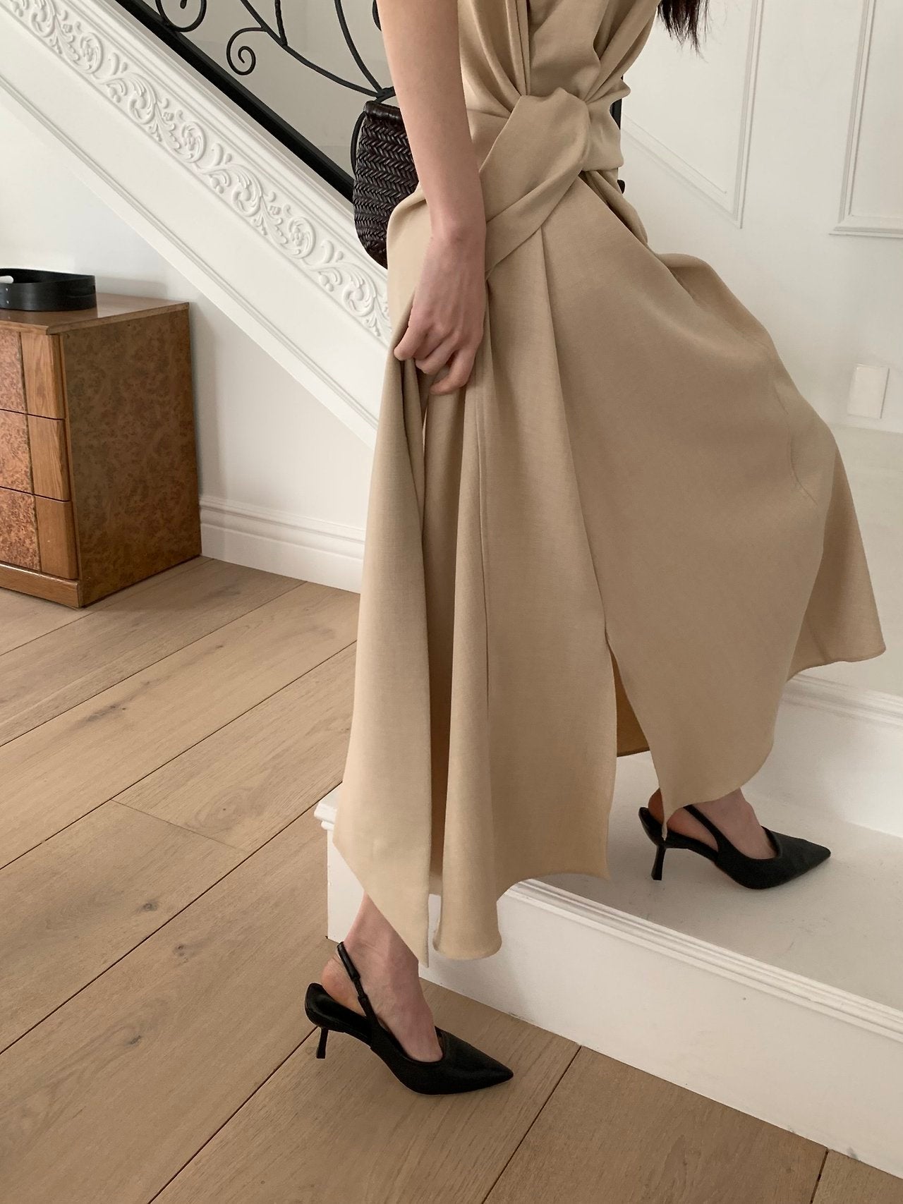 Drape cap sleeve dress
