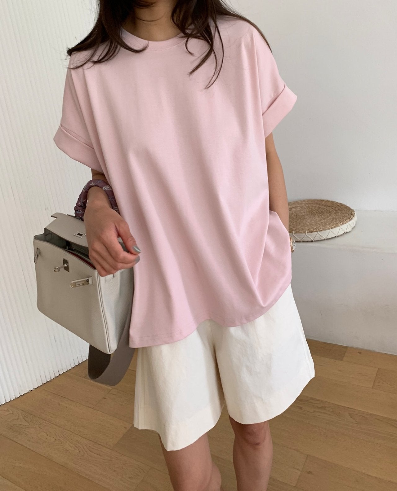 A-line rolled up T-shirt