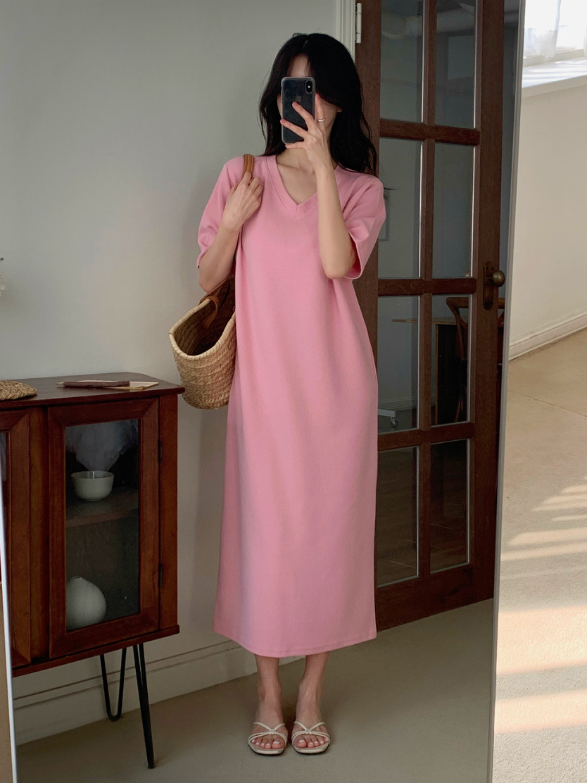 V neck cotton dress