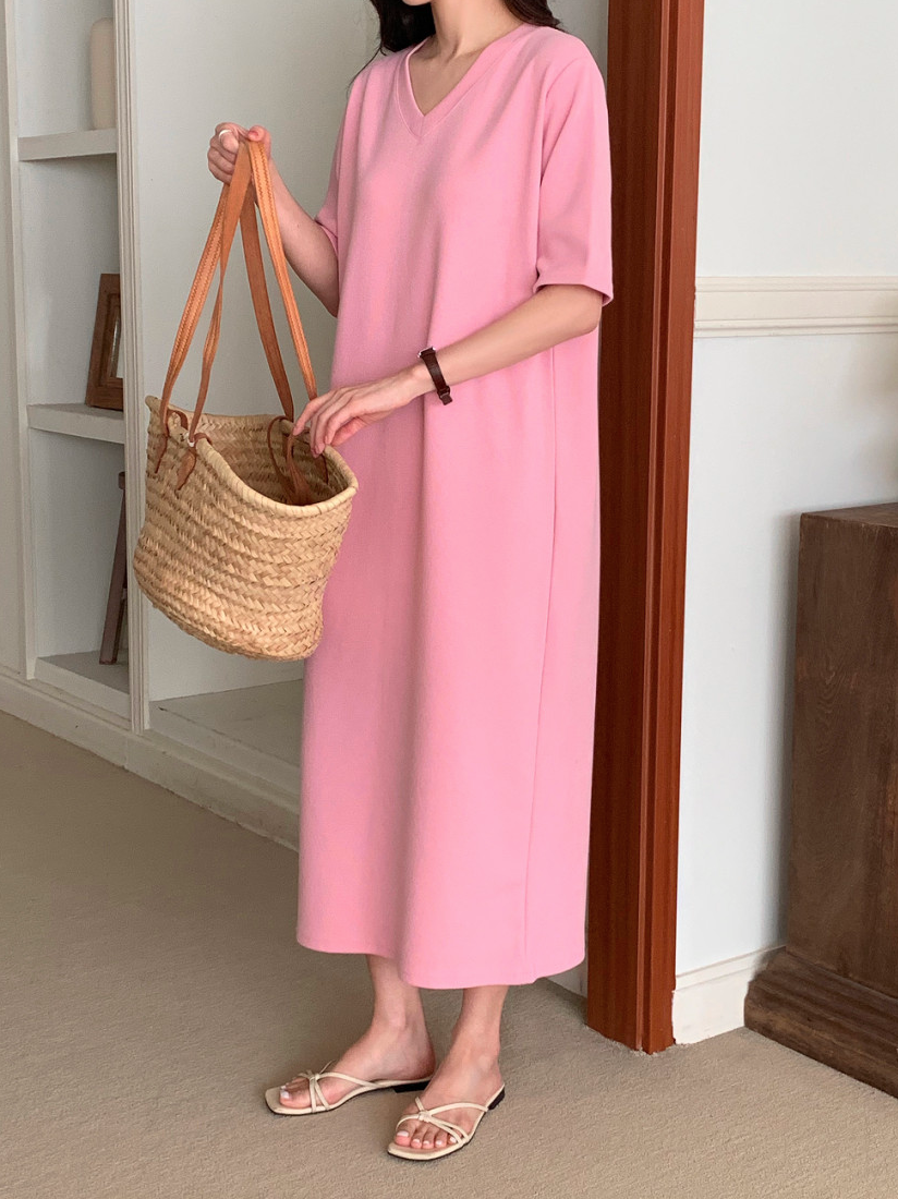 V neck cotton dress