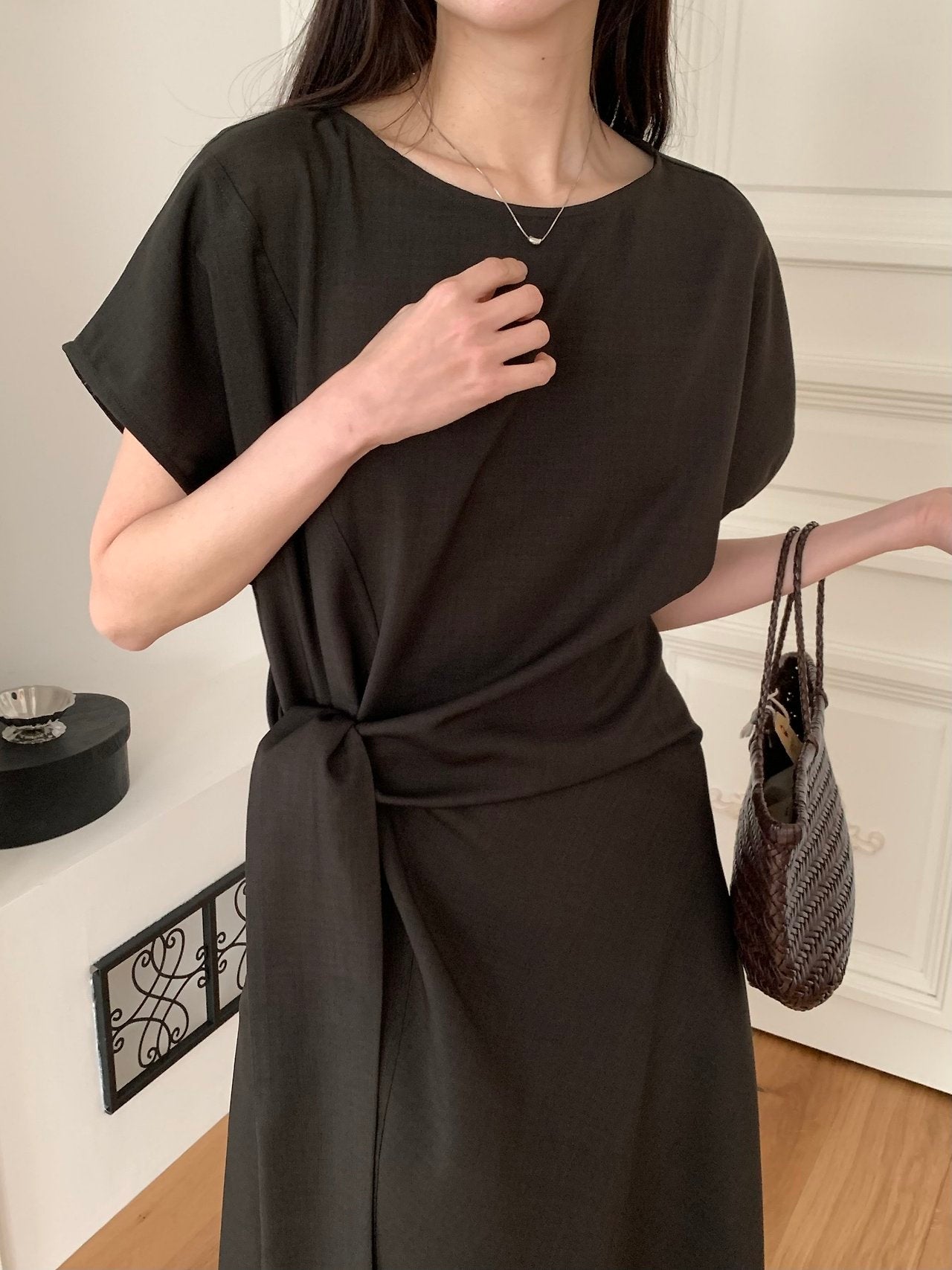 Drape cap sleeve dress