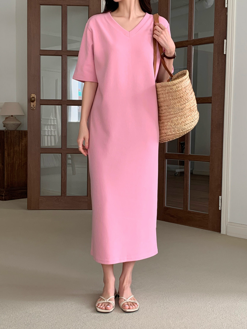 V neck cotton dress