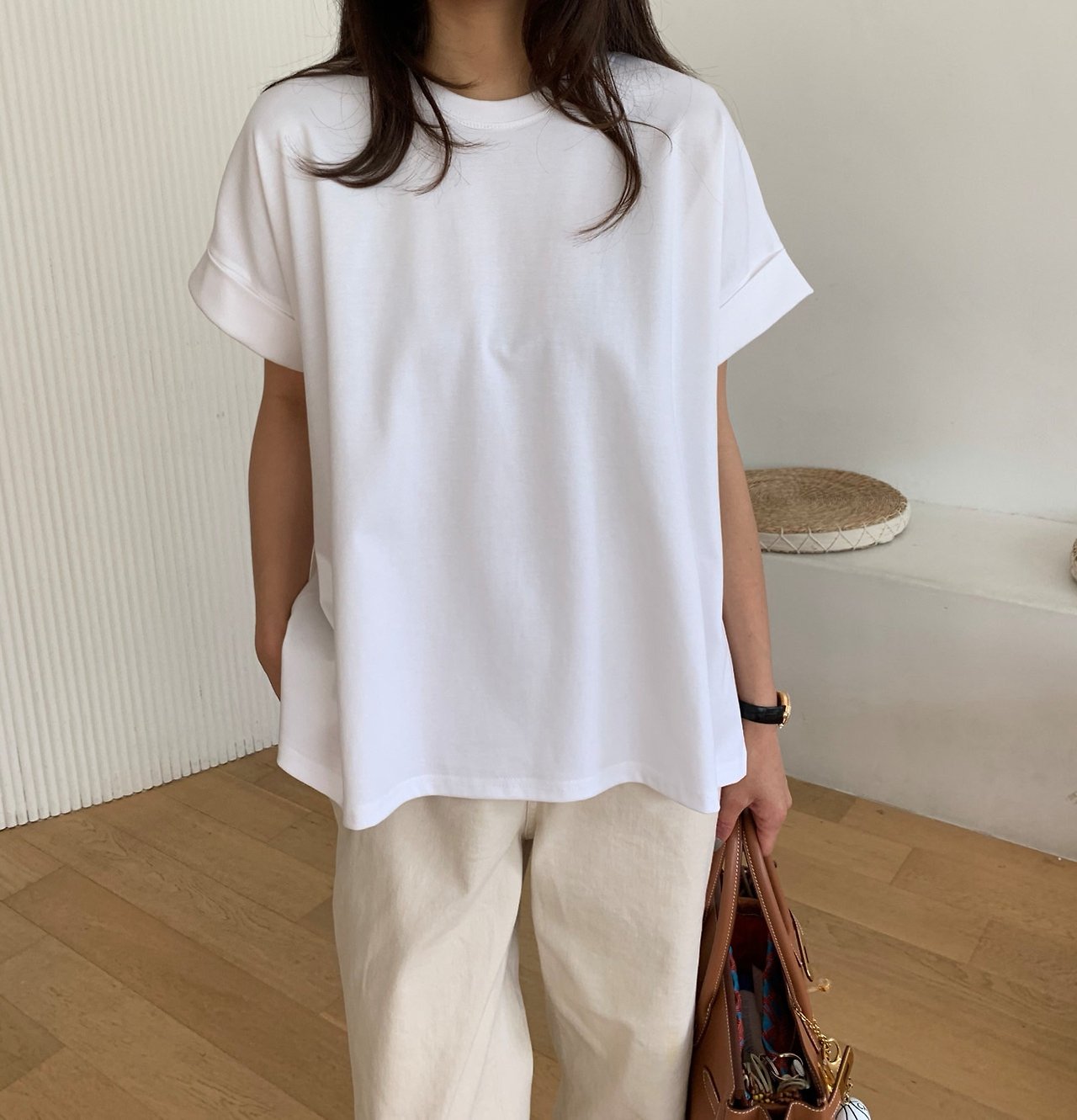 A-line rolled up T-shirt