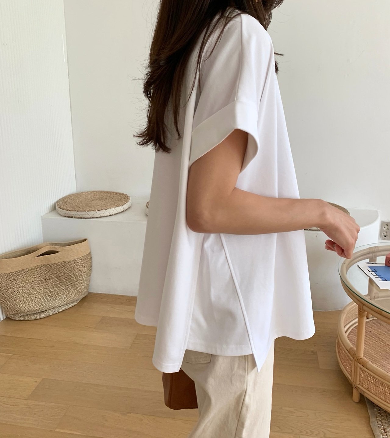 A-line rolled up T-shirt