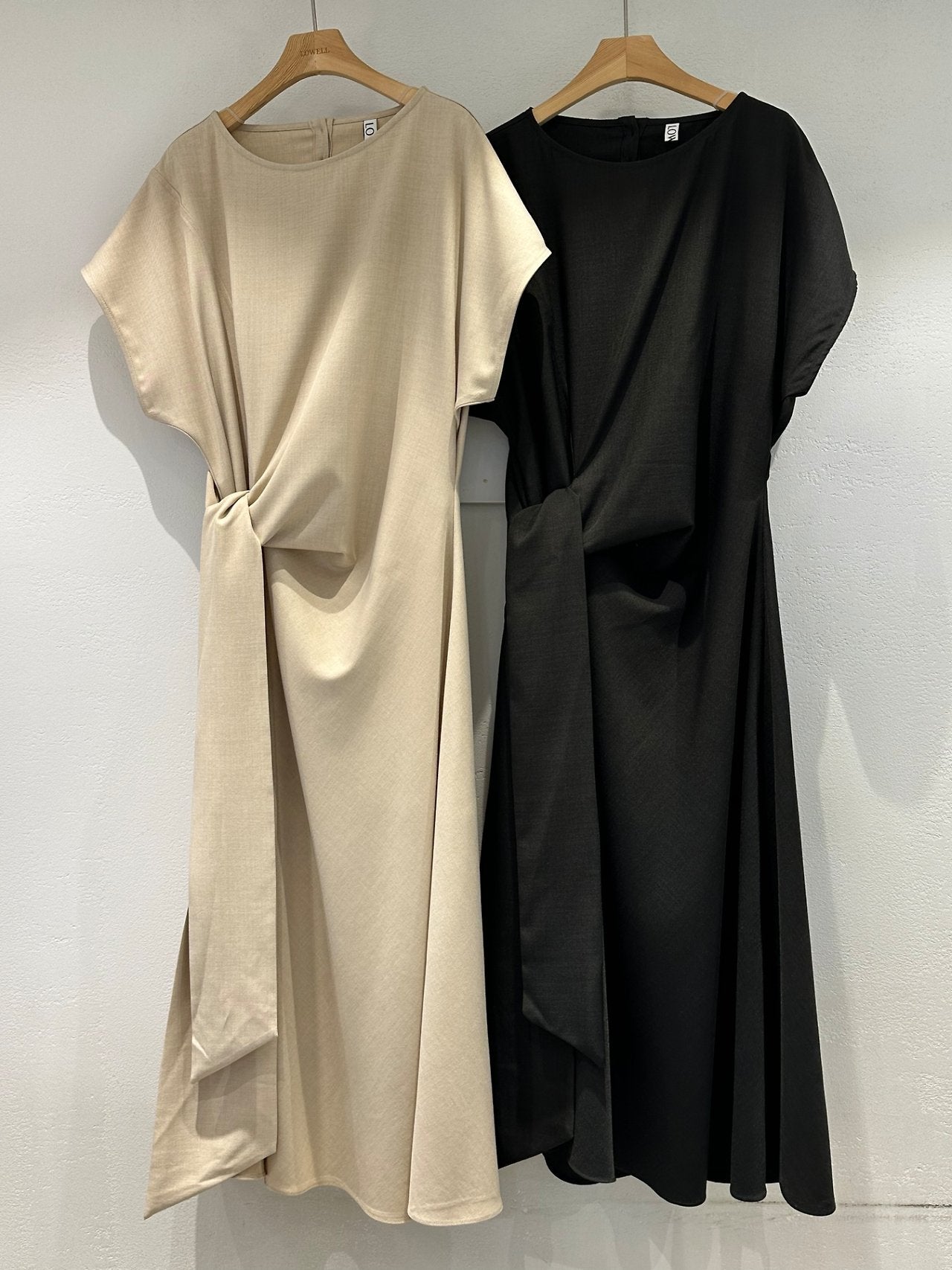 Drape cap sleeve dress