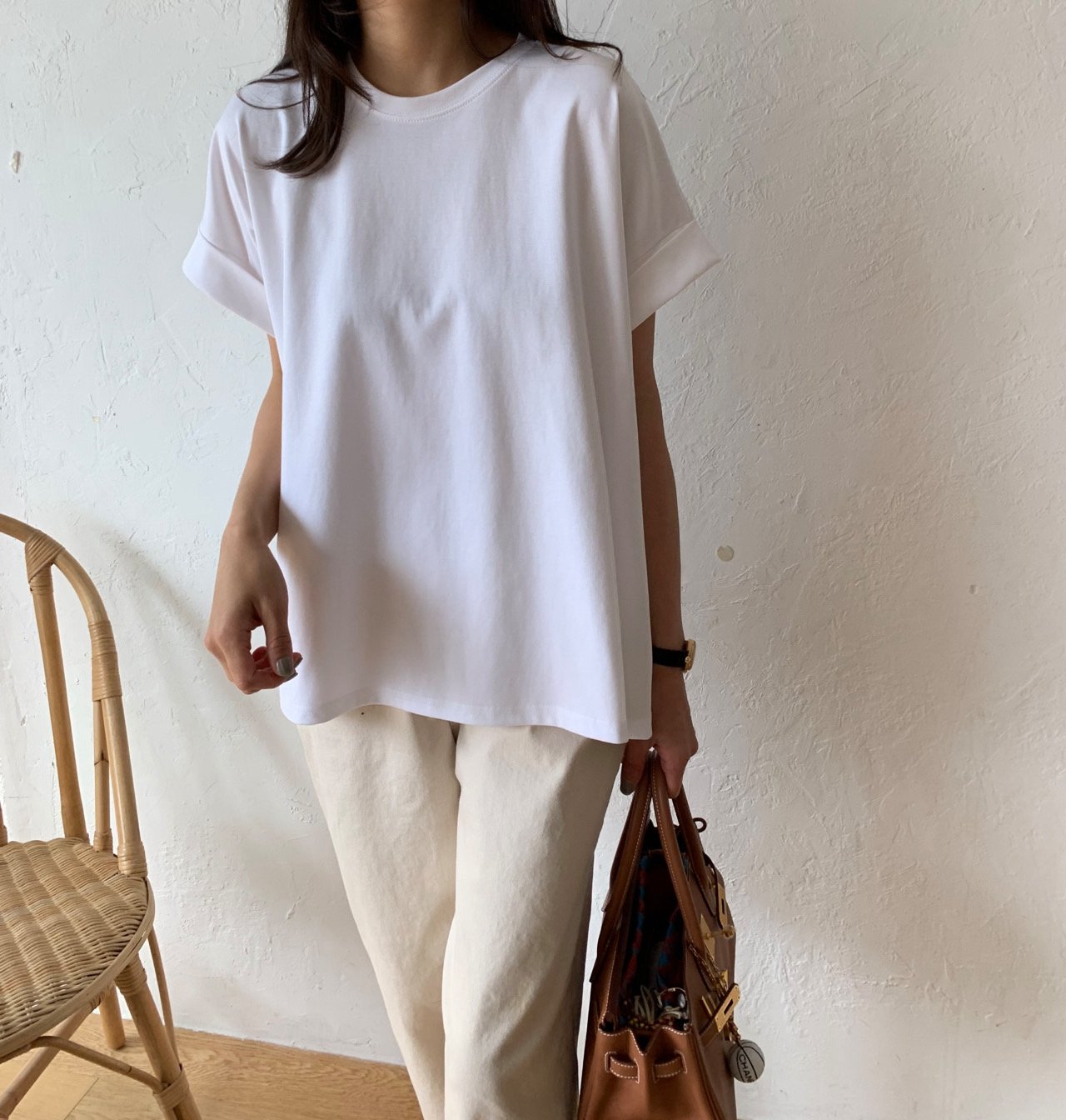 A-line rolled up T-shirt